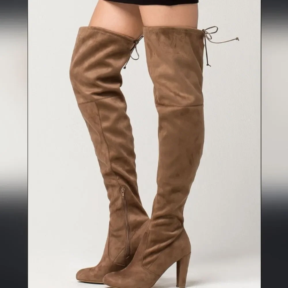 NWT Wild Diva Over The Knee High Heel Boots Golden Heel Size 6.5